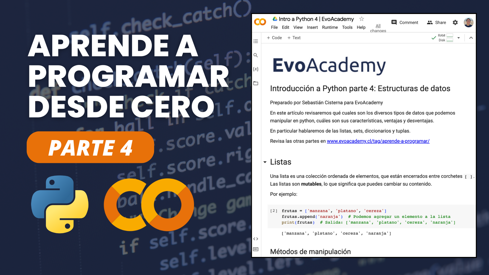 Aprende a programar en Python desde cero con Google Colab - parte 4. Estructuras de datos